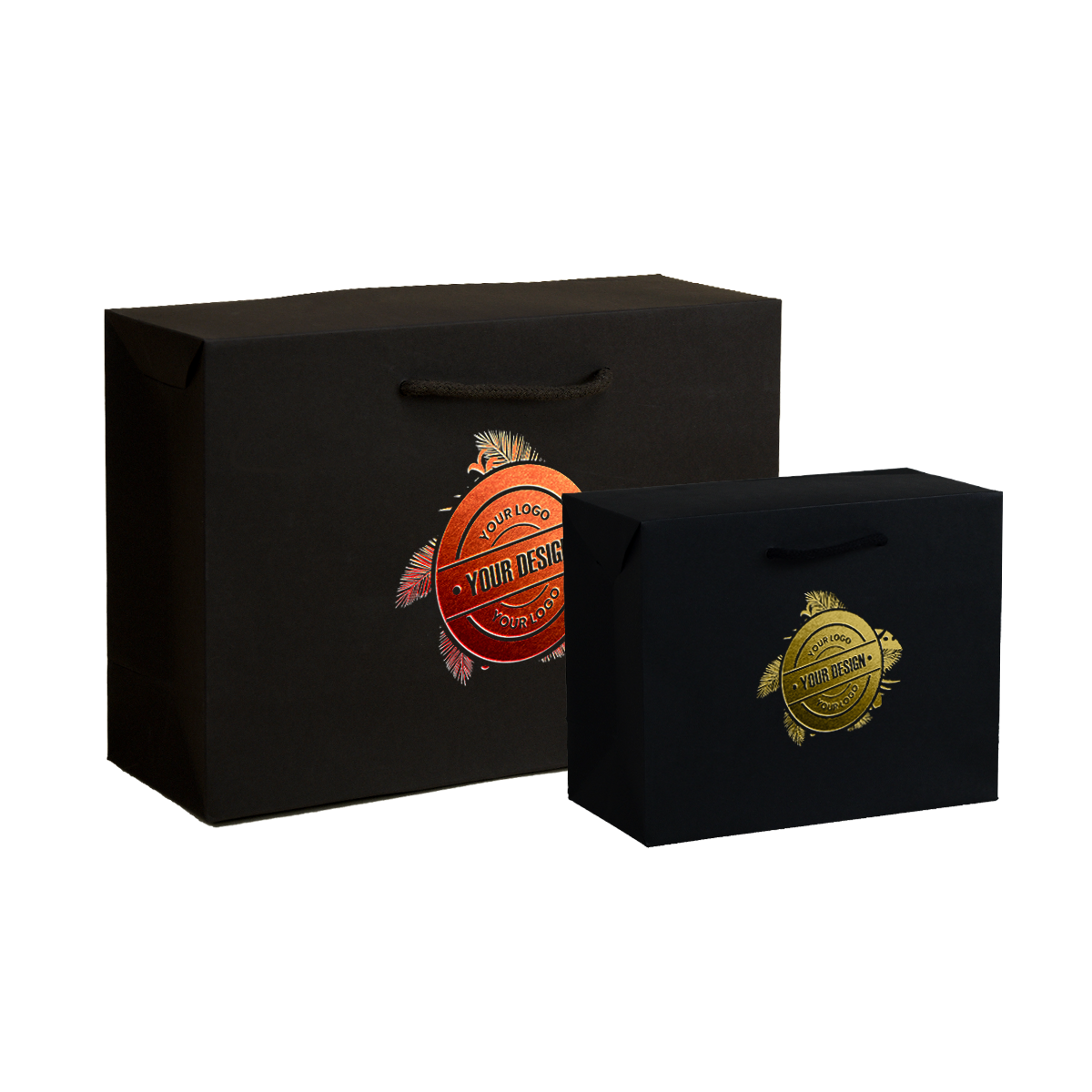 Borse- shopper tipo a scatola con disegno a stampa a caldo