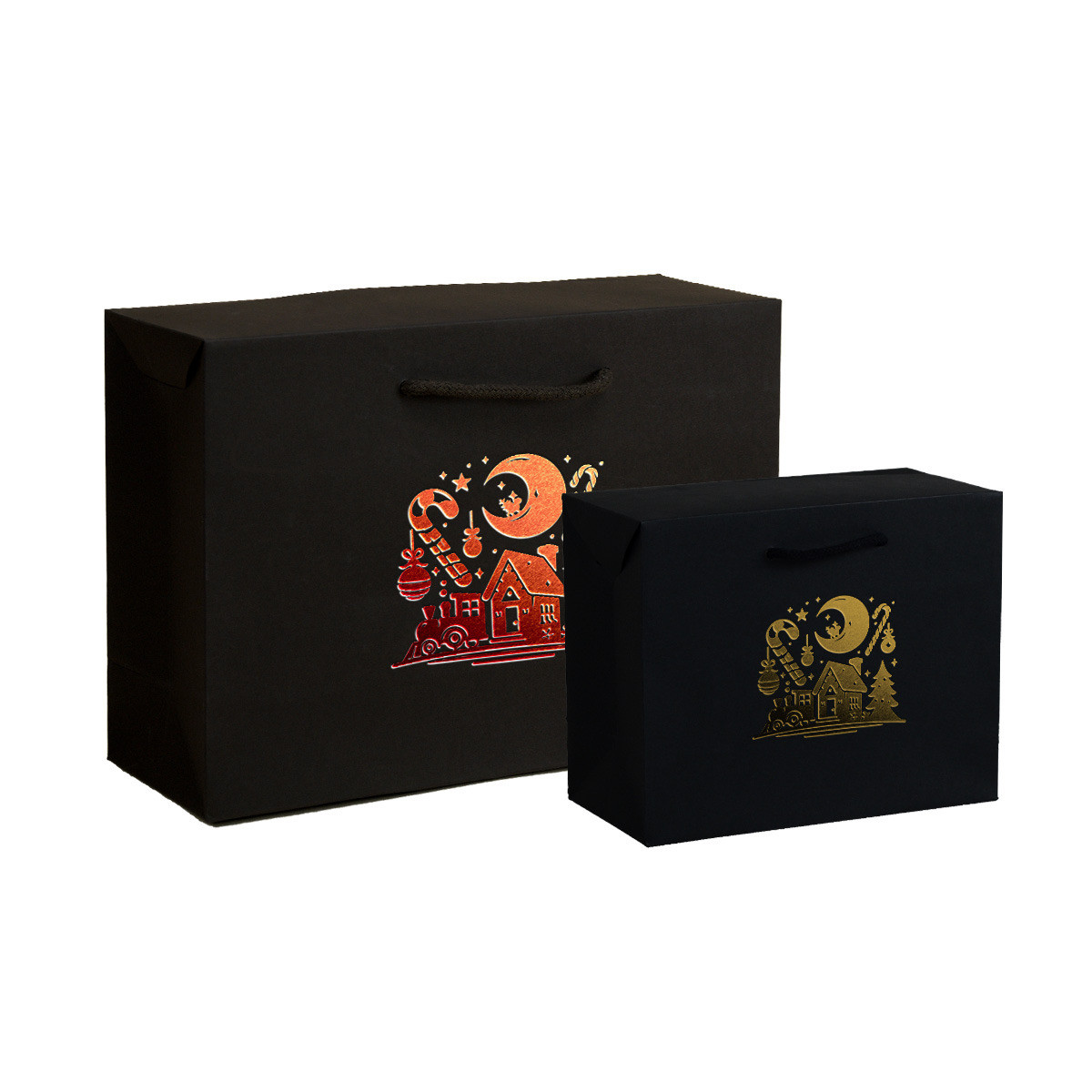 Borse- shopper tipo a scatola con disegno a stampa a caldo