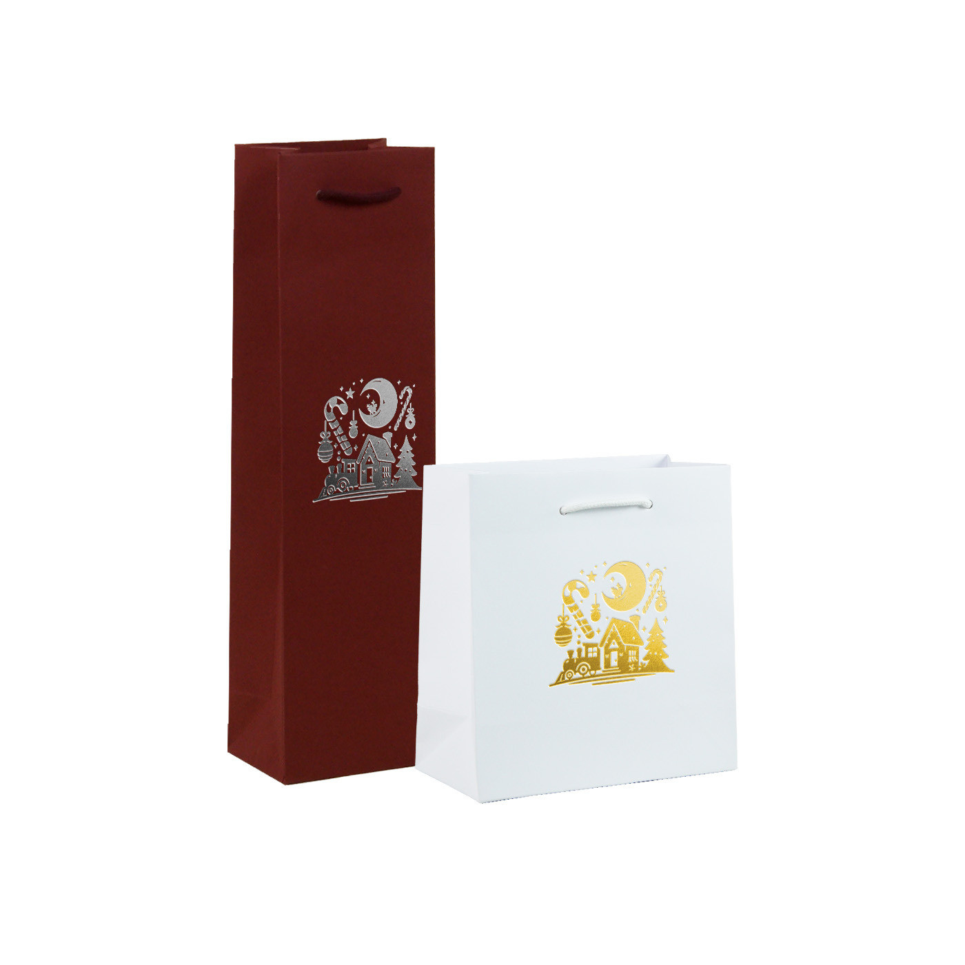 Borse shopper con disegno a stampa a caldo